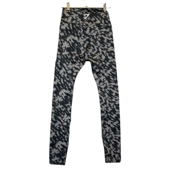 Gymshark Training Leggings Black Gray Abstract Camo Print High Waist Size XS - Picture 4 of 9